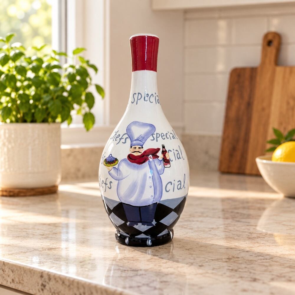 Certified International Jennifer Brinley Chef Decorative Bottle Vase 9”